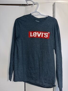 Levi's Heather Navy Long Sleeve T-Shirt with Red Logo